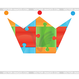 Puzzle. Colorful Symbol. crown - vector clipart