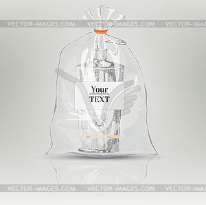 Vintage Via. Transparent bag for cream. Bottle - vector image