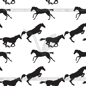 Seamless pattern with silhouette of horse - vector image