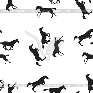 Seamless pattern with silhouette of horse - vector image