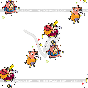 Pattern with little pigs - vector clipart