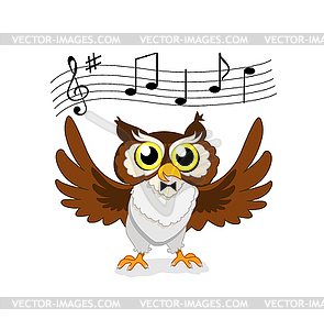Musical owl - vector clip art