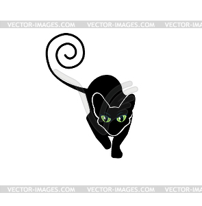 Черная кошка силуэт - векторный клипарт / векторное изображение
