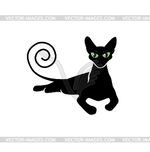 Черная кошка силуэт - векторное изображение клипарта