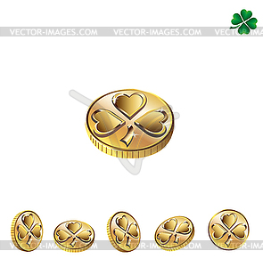 St. Patrick's Day. Coins with  clover  - color vector clipart