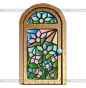 Doors with stained glass - vector image