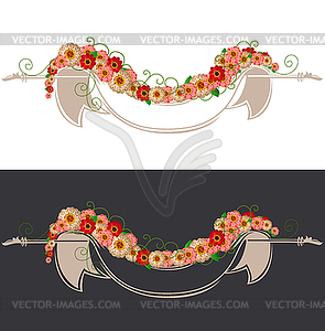 Vintage ribbon with flowers  - vector clipart