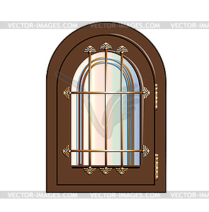 Window with wrought iron beams - vector clip art