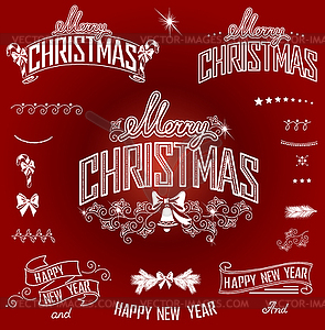 Christmas and New Year titles and design elements - vector clip art