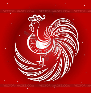 New Year rooster openwork design - vector clipart