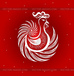 New Year rooster openwork design - vector clipart