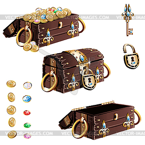 Treasure chest with gold decorated - vector clipart