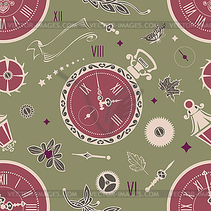 Seamless patterns Clock  - vector clipart