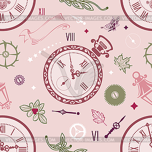 Seamless patterns Clock - vector image