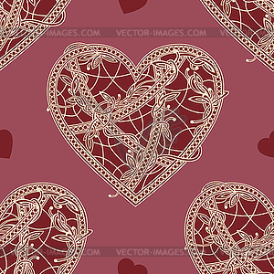 Seamless patterns Heart - vector clipart