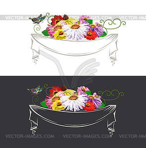 Vintage ribbon with flowers  - vector clipart