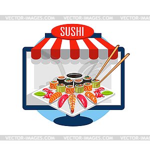 Sushi order online - vector clip art