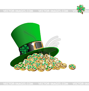 Leprechaun hat with coins - royalty-free vector image