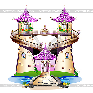 Pink fairytale castle  - vector image