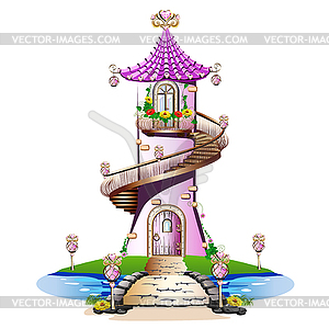 Pink fairytale castle  - vector clipart