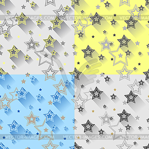 Star seamless patterns set - color vector clipart