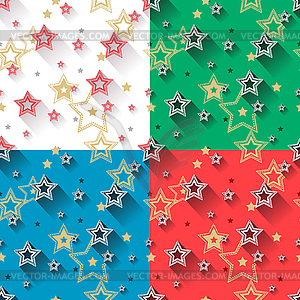 Star seamless patterns set - vector image