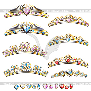 Diadem princess set - vector clipart