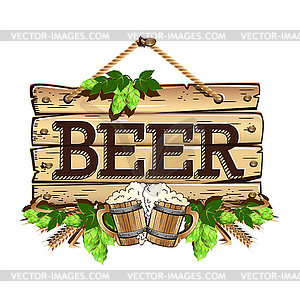 Old wooden frame beer - vector clipart