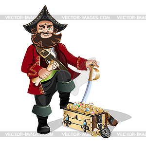 Treasures Chest and pirat  - vector image