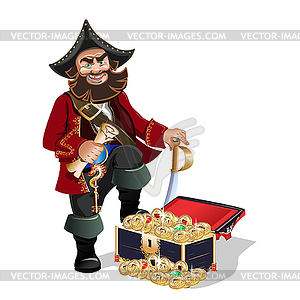 Treasures Chest and pirat  - vector clip art