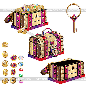  treasure chest set - vector image