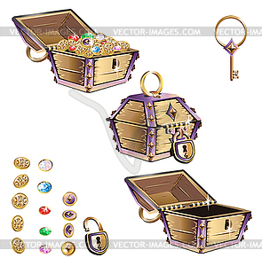  treasure chest set - vector clipart