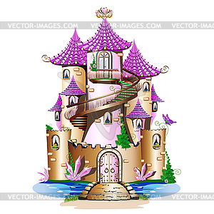 Pink fairy tale castle  - vector image