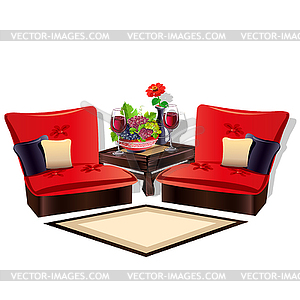 Interior of the living room - color vector clipart