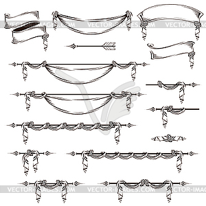 Старинные ленты и стрелки установлены - изображение в векторном виде