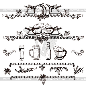 Vintage elements of the beer menu  - vector clip art