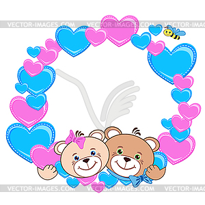 Teddy bear with heart frame  - vector image