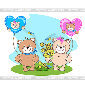 Teddy bear with heart  - vector image