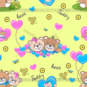 Teddy bears seamless pattern  - vector clipart