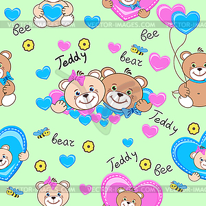 Teddy bears seamless pattern  - vector clip art