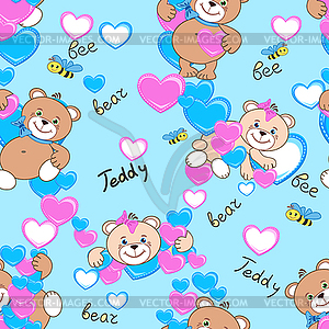 Teddy bears seamless pattern 10 - vector clipart