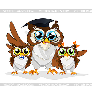 Cheerful school owls  - vector clipart