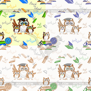 School owls pattern  - vector clipart