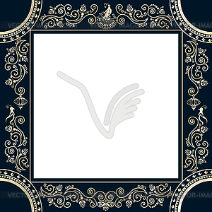 Vintage frame with birds - vector image