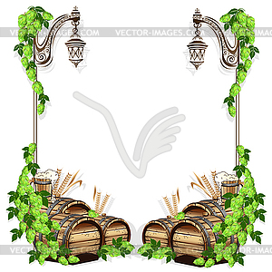 Beer frame with vintage elements - vector image