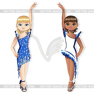 Pretty girl dancer in a beautiful dress - vector clip art