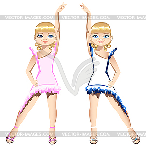Pretty girl dancer in a beautiful dress - vector image