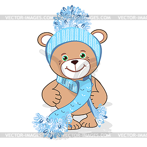Teddy bear in hat - vector clipart