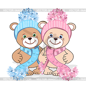 Teddy bear in hat - vector clip art