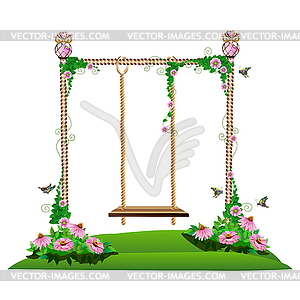 Wooden swing  - royalty-free vector clipart